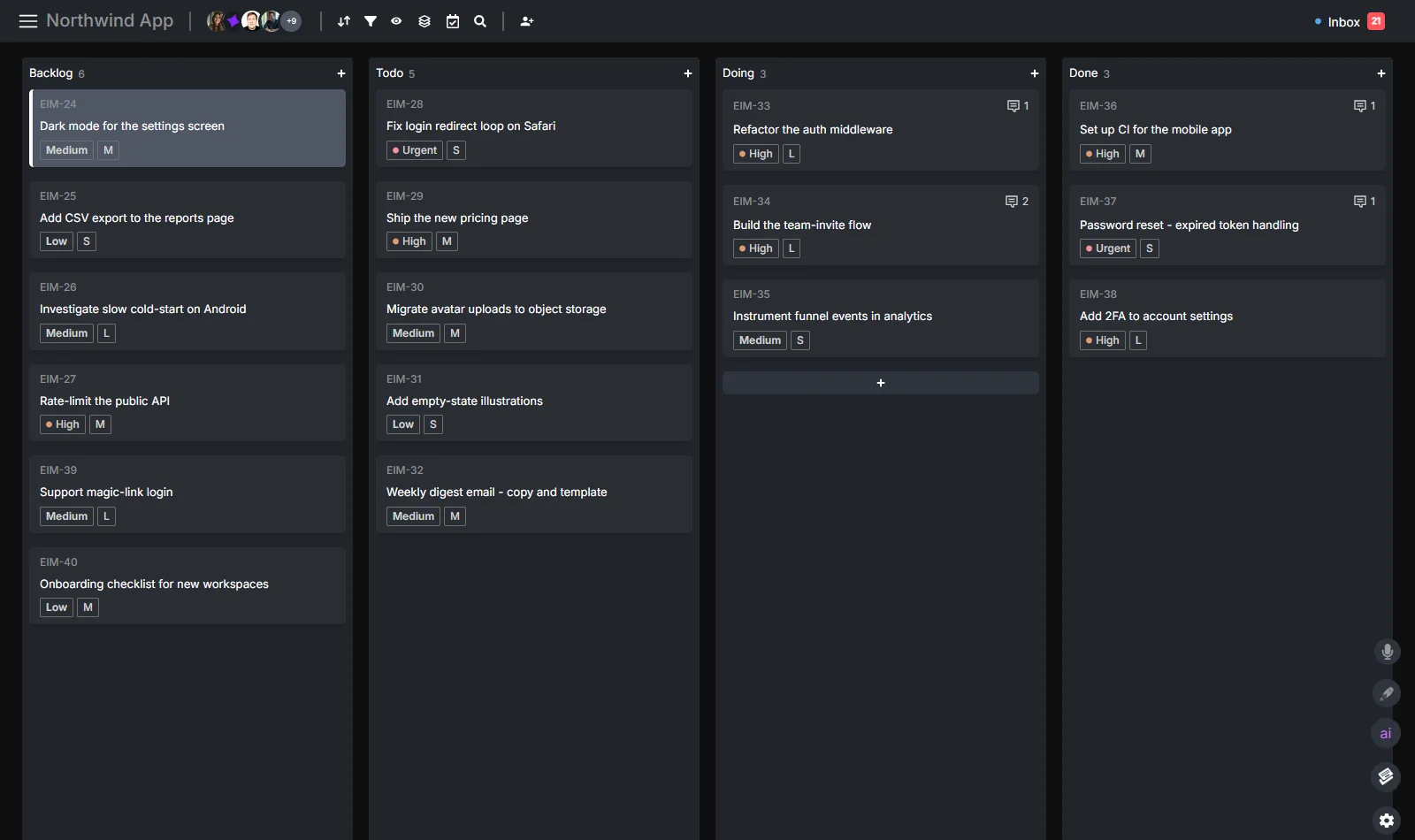 A Hypertask board with Backlog, Todo, Doing, and Done columns shared by humans and AI agents